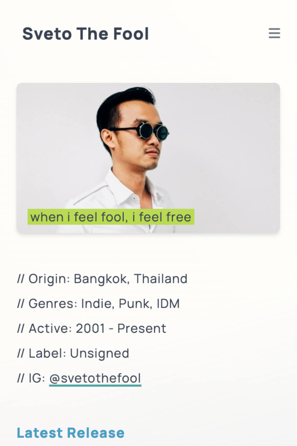 Sveto The Fool's website